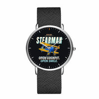 Thumbnail for Boeing Stearman PT-17 - Cartoon - Slim Mesh - Silver and Black Stainless Steel Strap