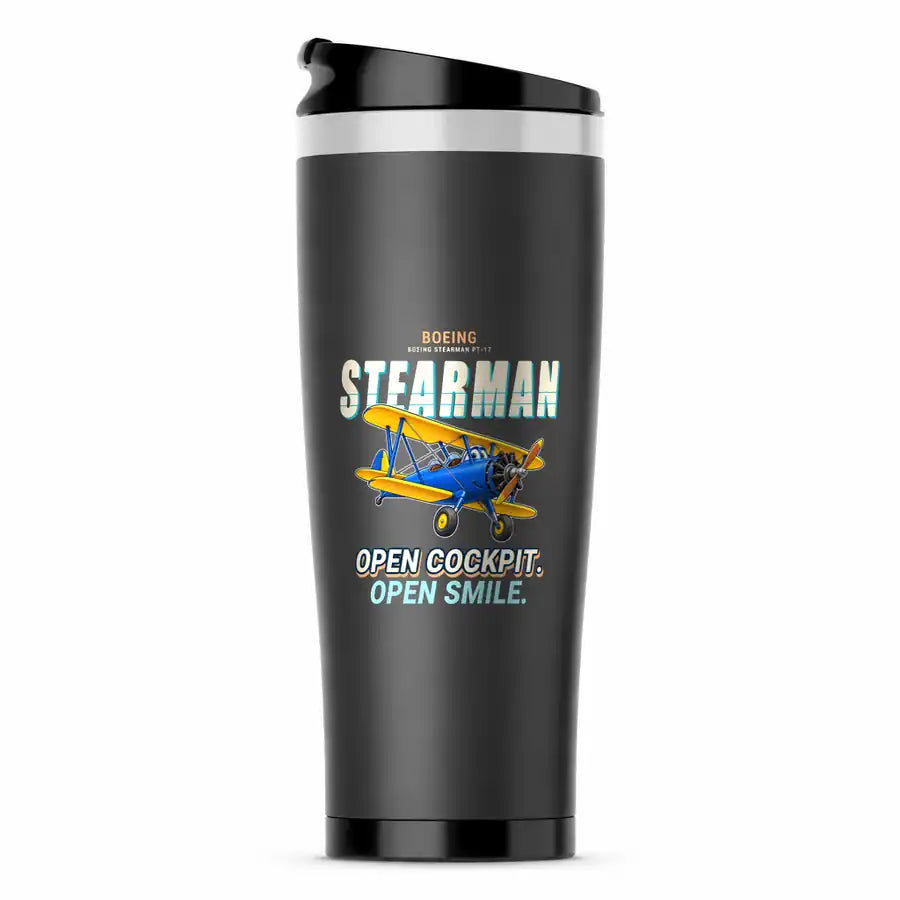 Boeing Stearman PT-17 - Cartoon - Stainless Steel (No Holder) - Gray