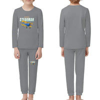 Thumbnail for Boeing Stearman PT-17 - Children Pajamas - Cartoon Chest - Gray