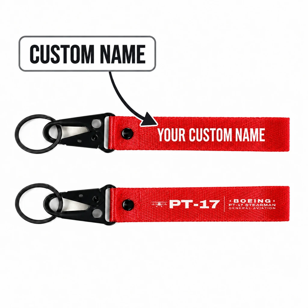 Boeing Stearman PT-17 Hawk-Shaped Key Chains - Red - Heritage - Personalized