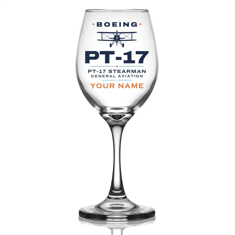 Boeing Stearman PT-17 - Heritage + Name - Wine Glass