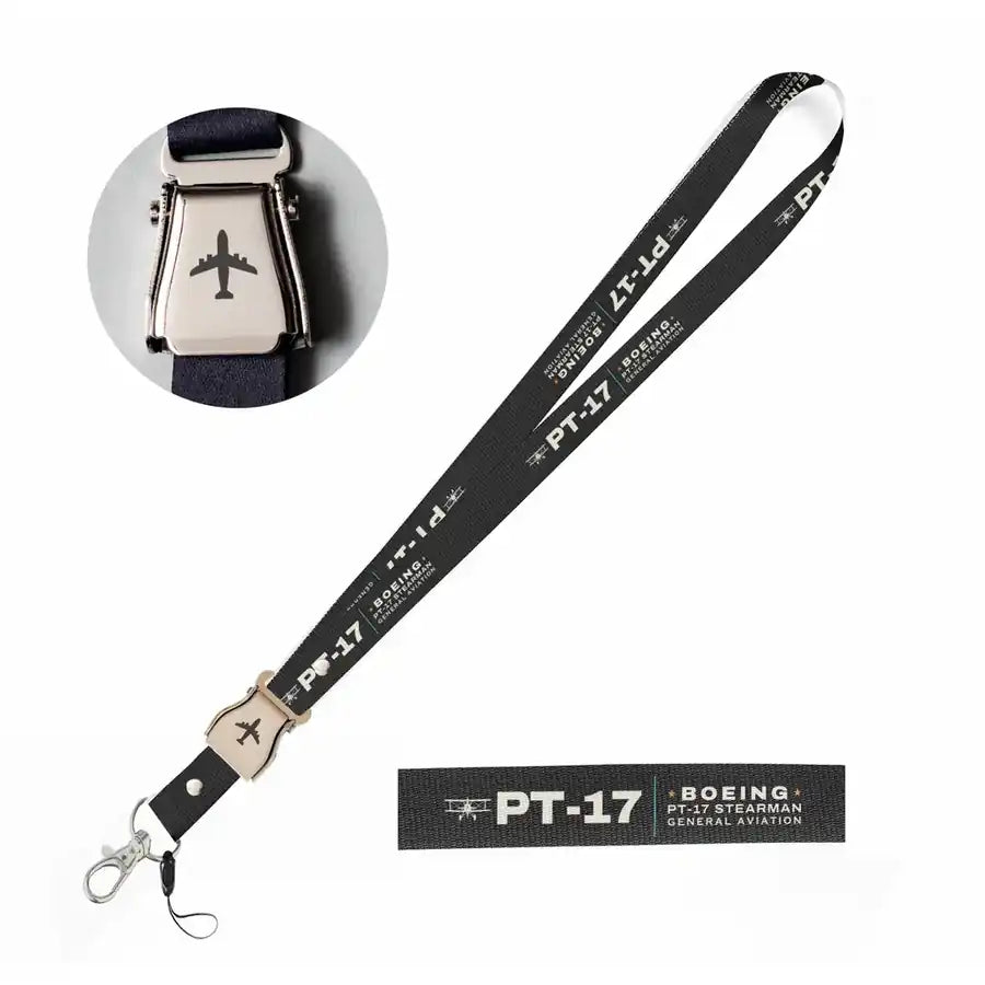 Boeing Stearman PT-17 Lanyard & ID Holders seat belt lanyard - Heritage - Black