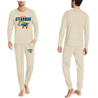 Thumbnail for Boeing Stearman PT-17 - Men Pajamas - Cartoon Chest - Beige