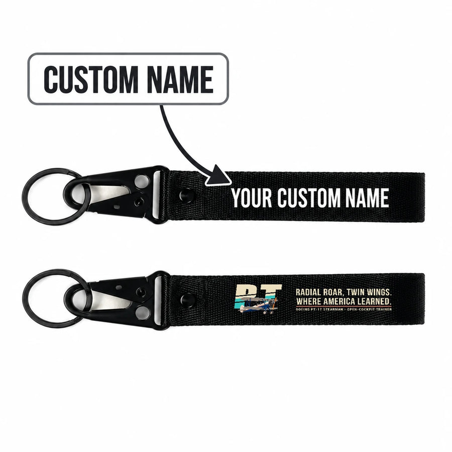 Boeing Stearman PT-17 Hawk-Shaped Key Chains - Black - Original - Personalized
