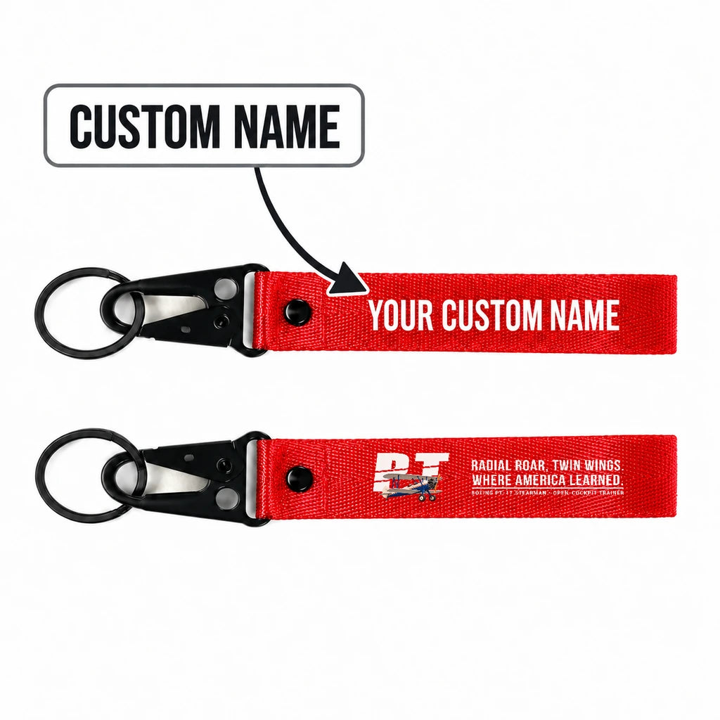 Boeing Stearman PT-17 Hawk-Shaped Key Chains - Red - Original - Personalized