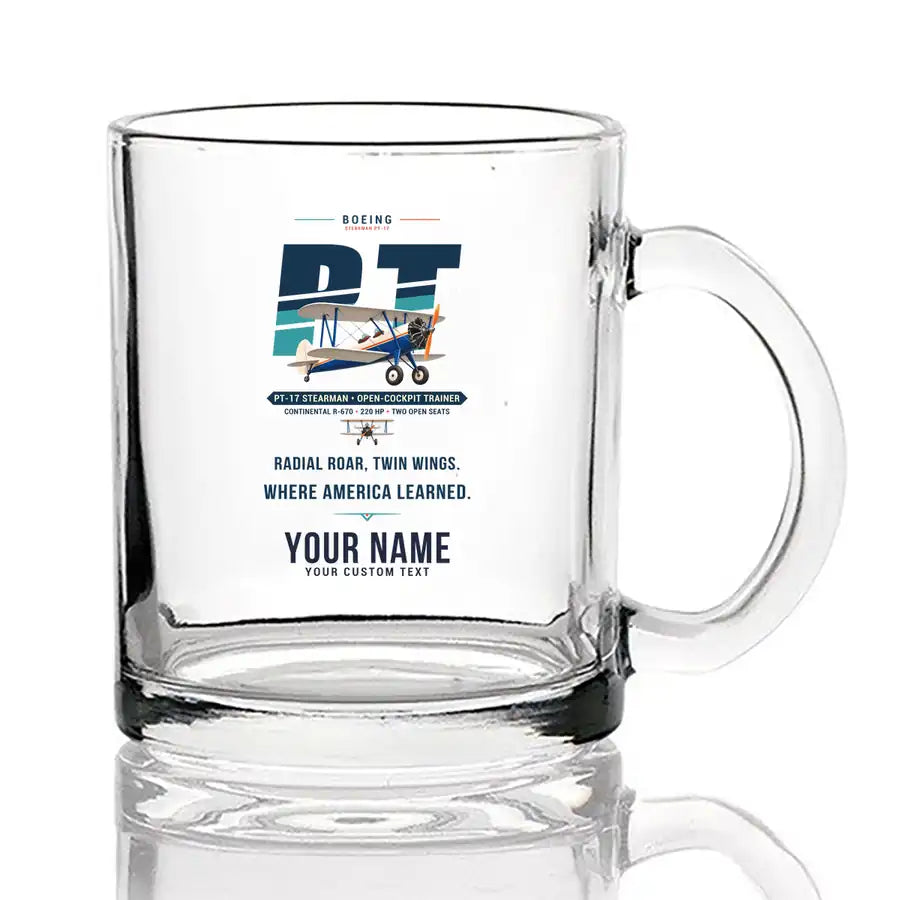 Boeing Stearman PT-17 - Original + Name - Coffee & Tea Glass