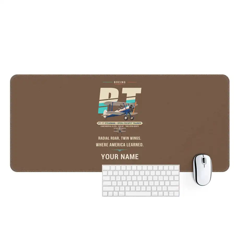 Boeing Stearman PT-17 - Original + Name - Desk Mat - Brown