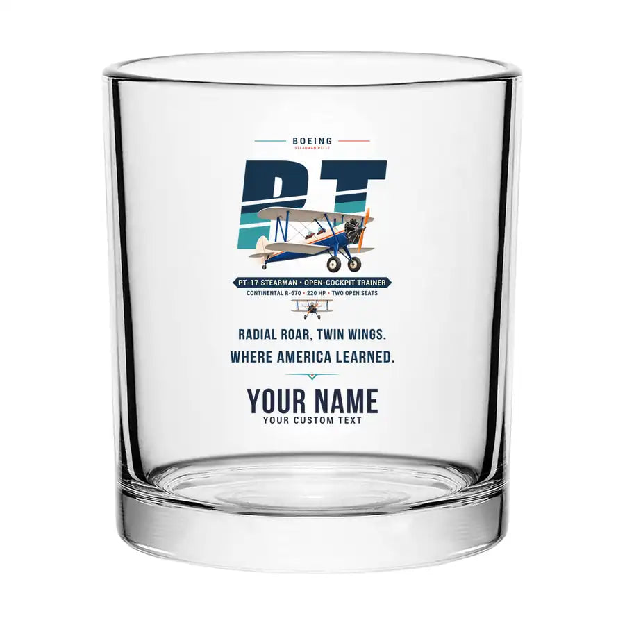 Boeing Stearman PT-17 - Original + Name - Special Whiskey Glass