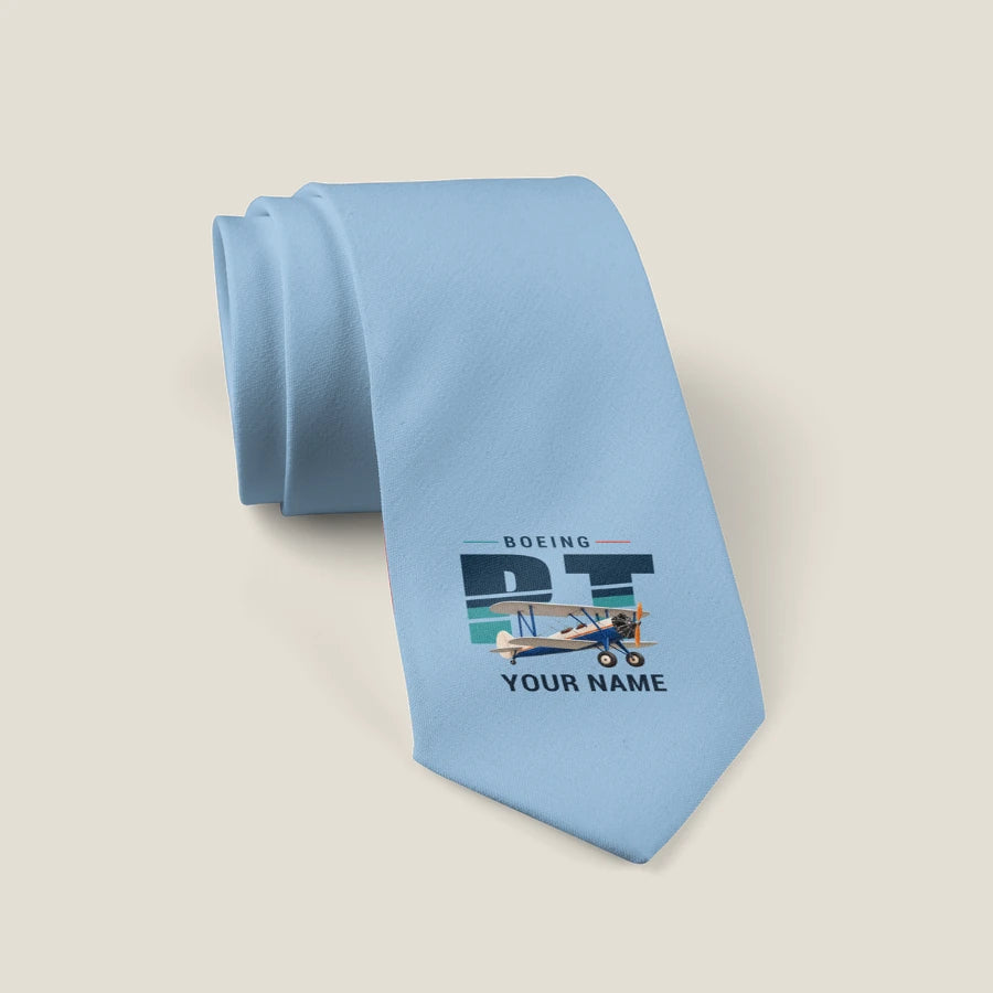 Boeing Stearman PT-17 - Original + Name - Tie - Light Blue