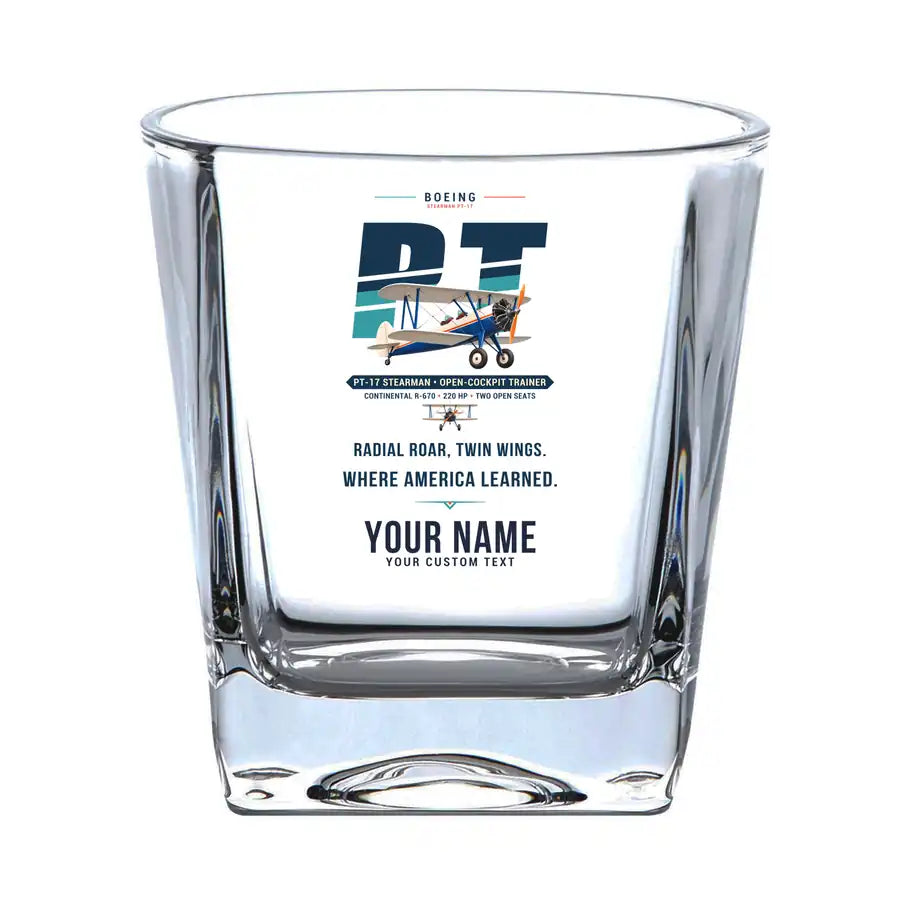 Boeing Stearman PT-17 - Original + Name - Whiskey Glass