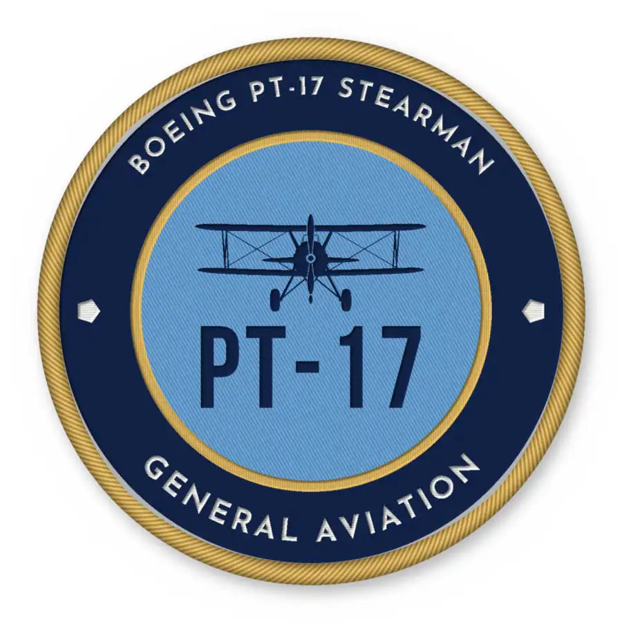 Boeing Stearman PT-17 Patches - Circle - Navy Sky