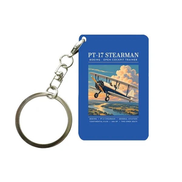 Boeing Stearman PT-17 - Poster - Key Chain - Blue