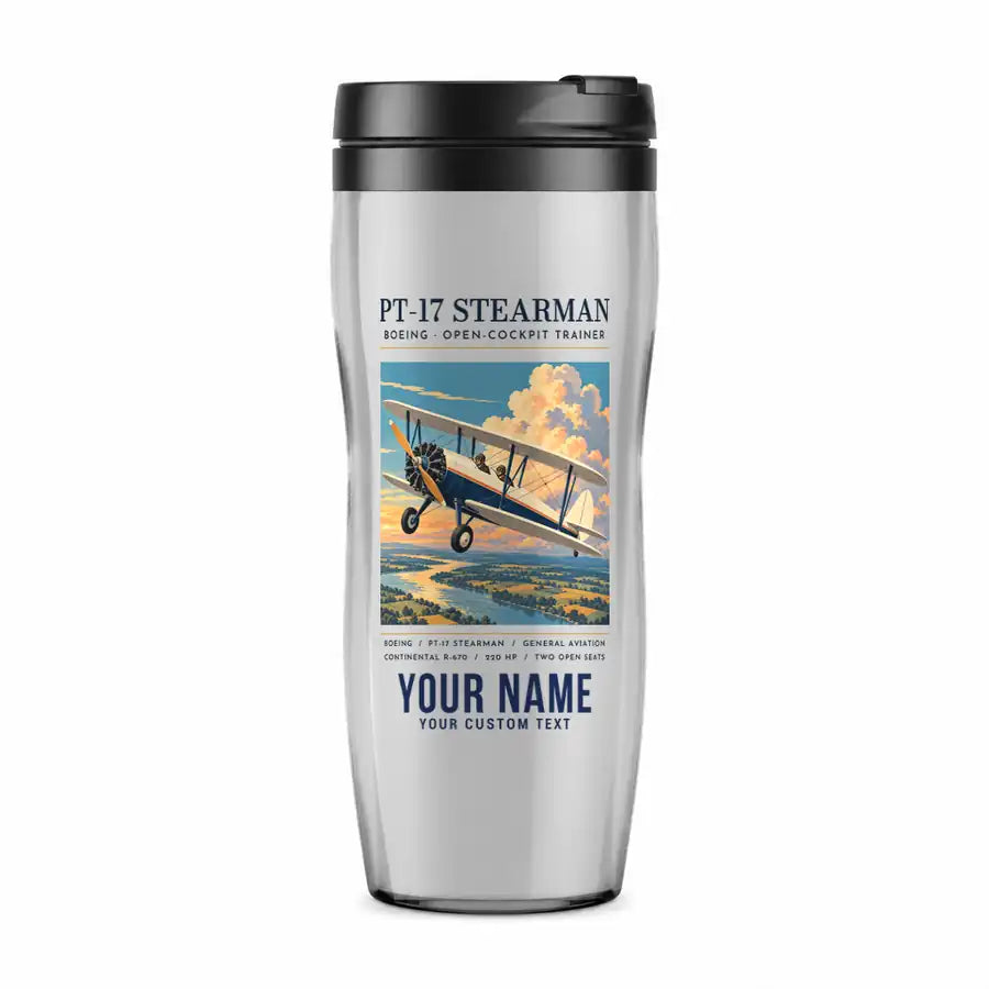 Boeing Stearman PT-17 - Poster + Name - Plastic (No Holder) - Light Gray
