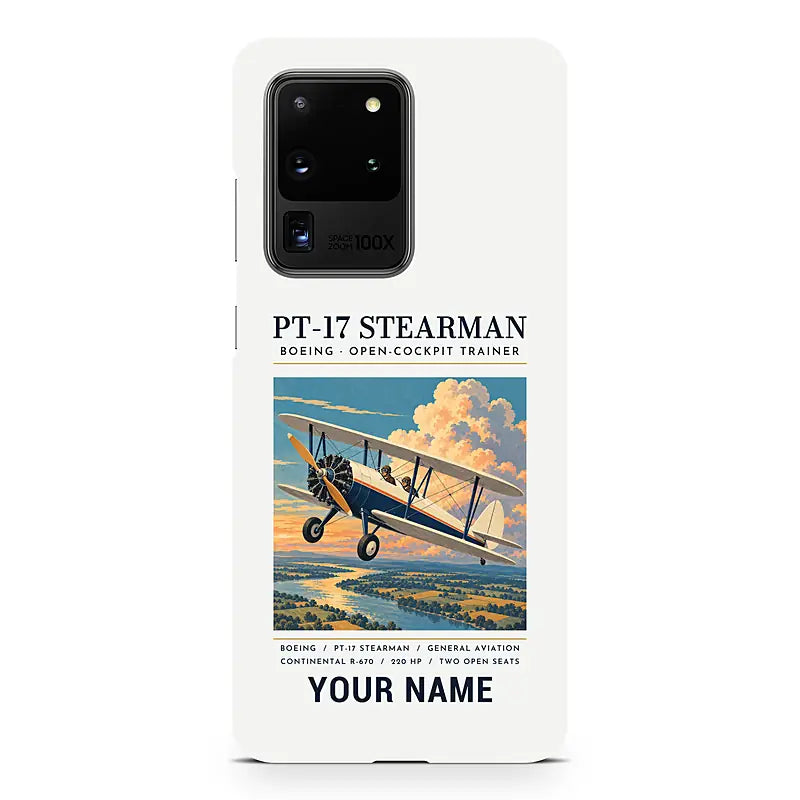 Boeing Stearman PT-17 - Poster + Name - Samsung Case - White