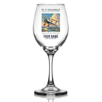 Thumbnail for Boeing Stearman PT-17 - Poster + Name - Wine Glass