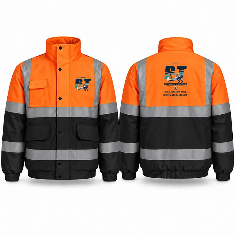 Boeing Stearman PT-17 Reflective Winter Jackets - Original - Orange & Navy
