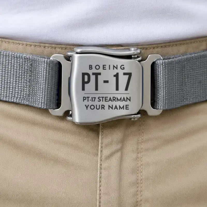 Boeing Stearman PT-17 - Seat Belt - Tag + Name - Gray