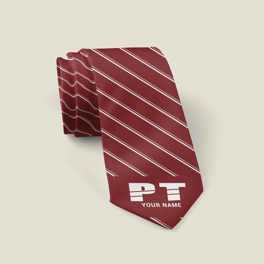 Boeing Stearman PT-17 - Stripe + Name - Tie - Dark Red