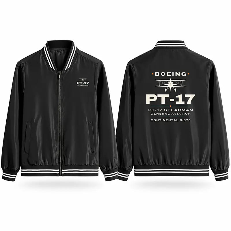 Boeing Stearman PT-17 Stylish Jackets - Baseball Collar - Heritage - Black