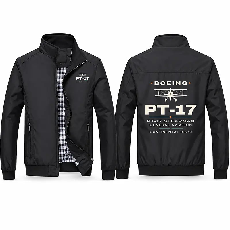 Boeing Stearman PT-17 Stylish Jackets - Stand Collar - Heritage - Black