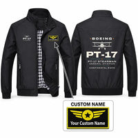Thumbnail for Boeing Stearman PT-17 Stylish Jackets - Stand Collar - Heritage + Name - Black