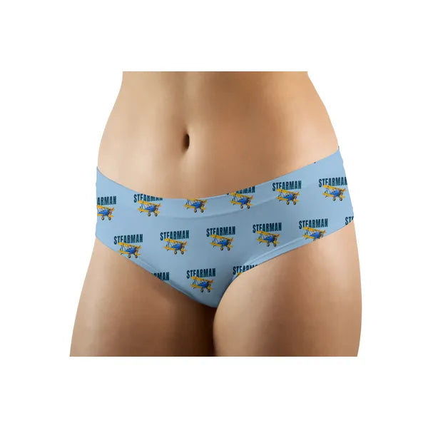 Boeing Stearman PT-17 - Women Panties - Cartoon Pattern - Light Blue - Front