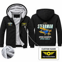 Thumbnail for Boeing Stearman PT-17 Zipped Sweatshirts - Cartoon + Name - Black