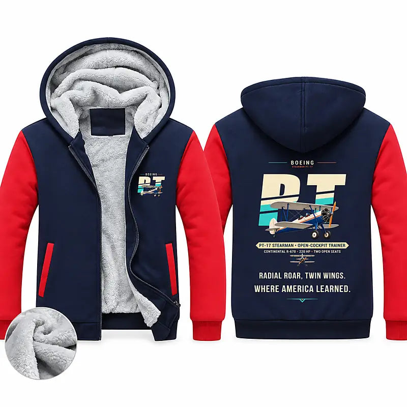 Boeing Stearman PT-17 Zipped Sweatshirts - Original - Navy & Red