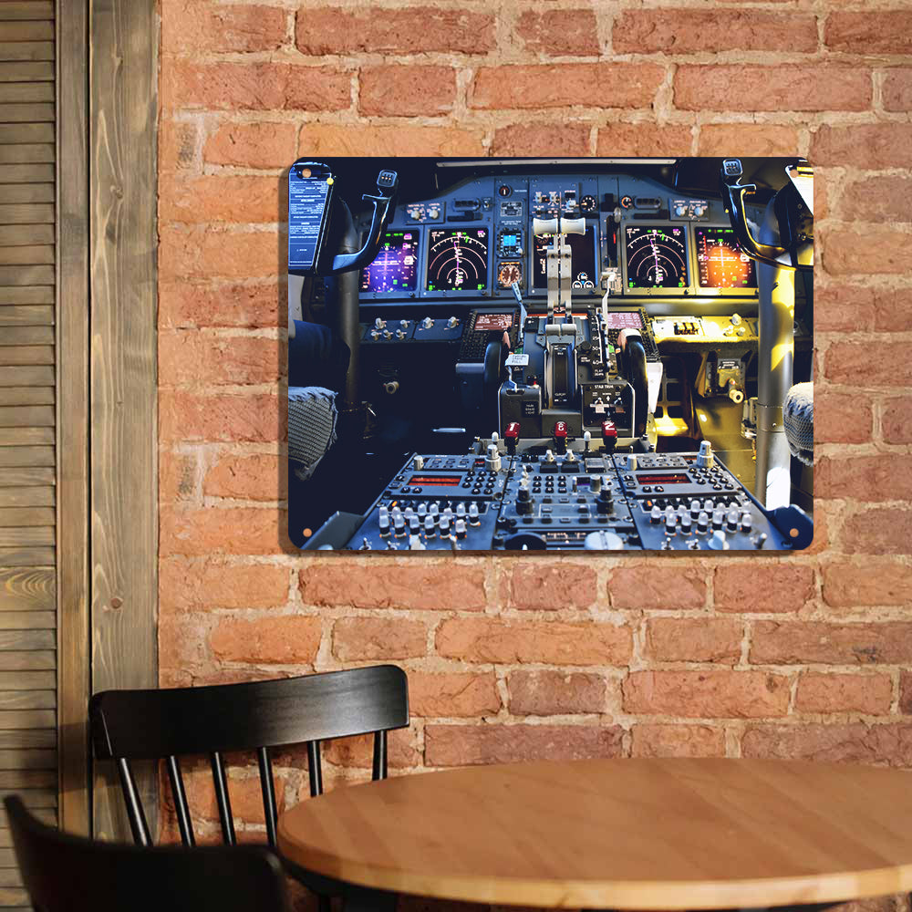 Boeing 737 Cockpit Printed Metal Sign