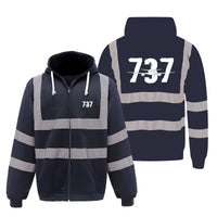 Thumbnail for Boeing 737 Designed Designed Reflective Zipped Hoodies