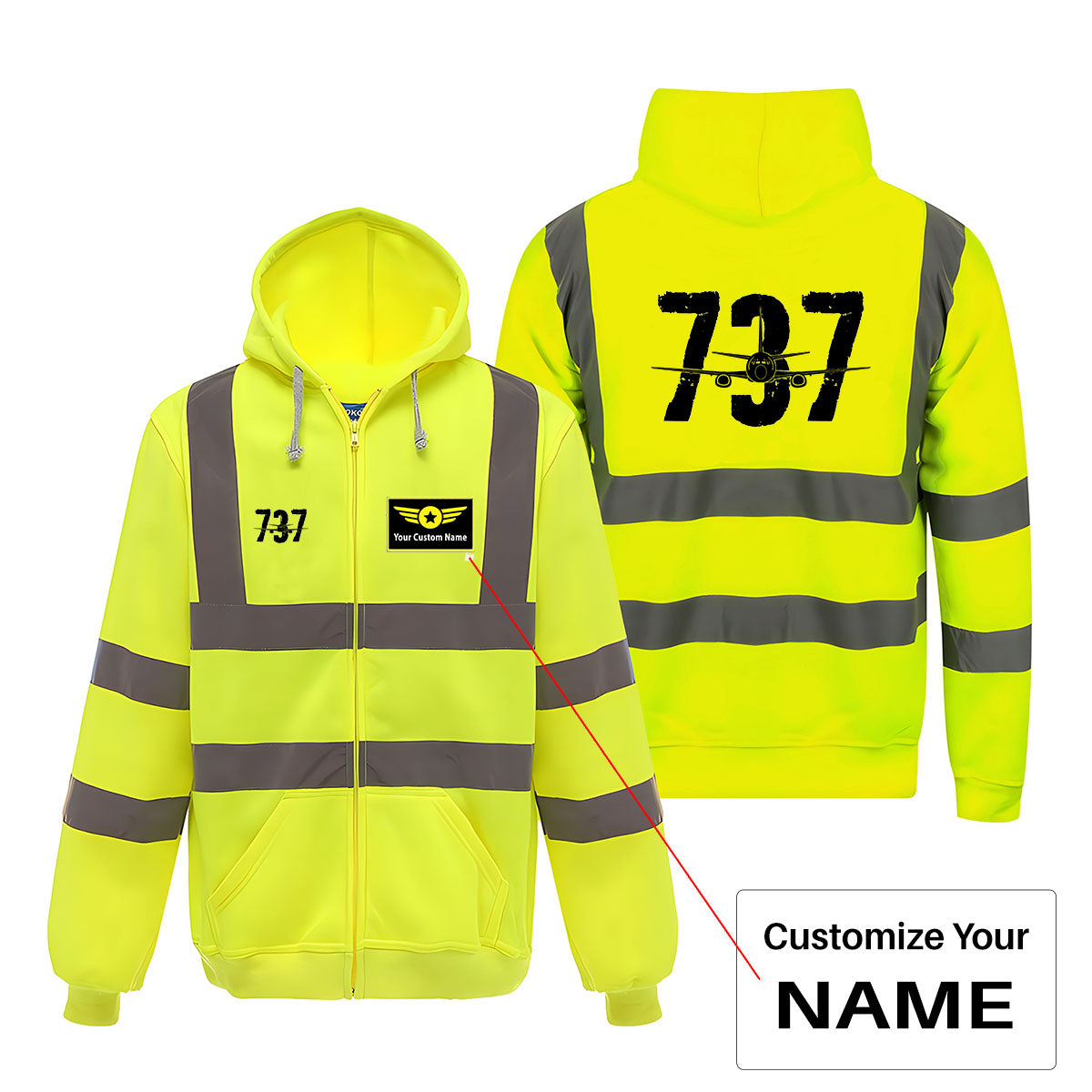 Boeing 737 Designed Designed Reflective Zipped Hoodies