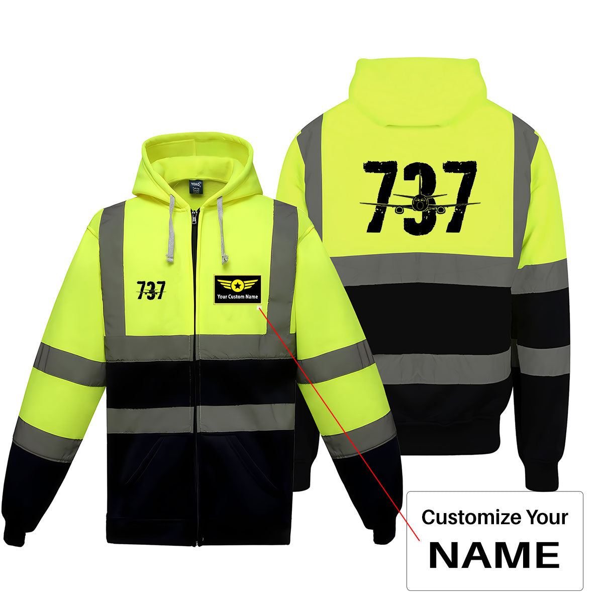 Boeing 737 Designed Designed Reflective Zipped Hoodies