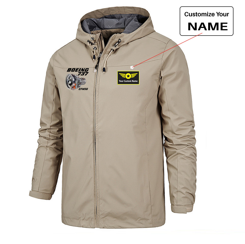 Boeing 737 Engine & CFM56 Designed Rain Jackets & Windbreakers