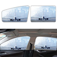 Thumbnail for Boeing 737 & City View Behind Car Sun Shade (Side window) aviation design on reflective polyester car side window sun shade.
