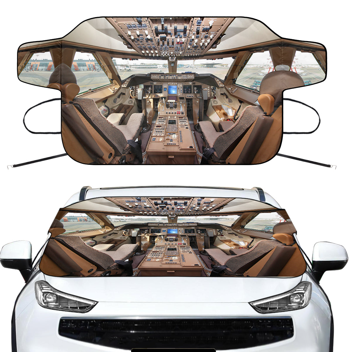 Boeing 747 Cockpit  Designed Car Windshield Snow Covers