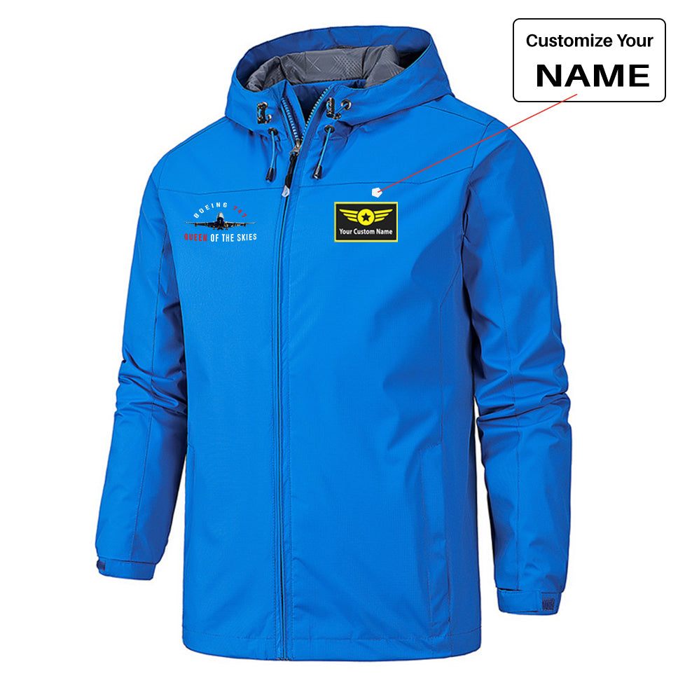 Boeing 747 Queen of the Skies Designed Rain Jackets & Windbreakers