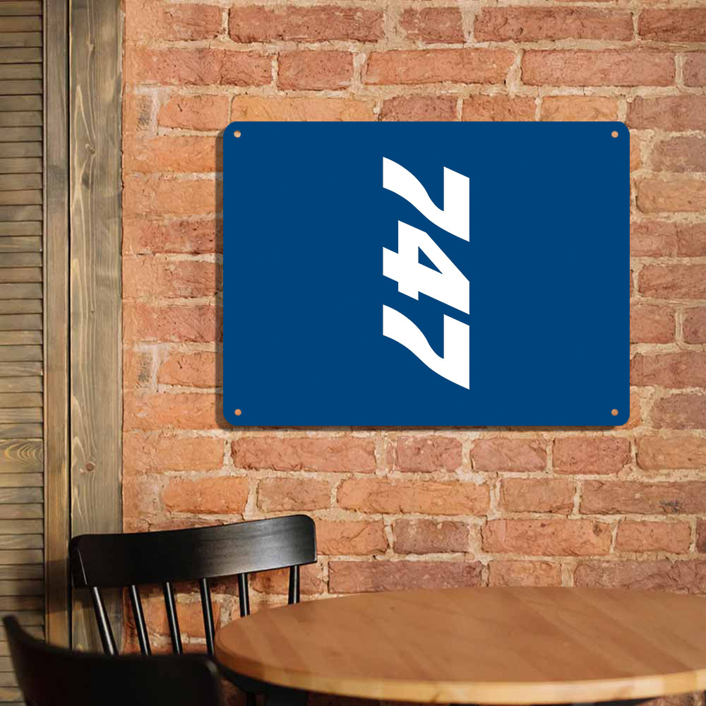 Boeing 747 Text Printed Metal Sign