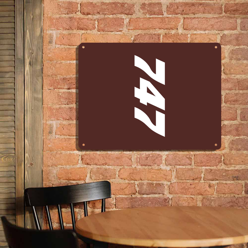 Boeing 747 Text Printed Metal Sign