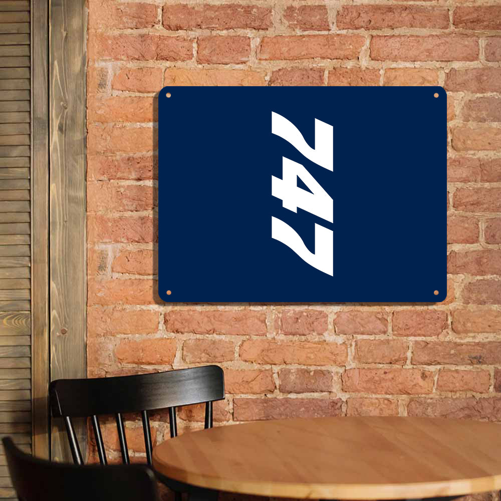 Boeing 747 Text Printed Metal Sign