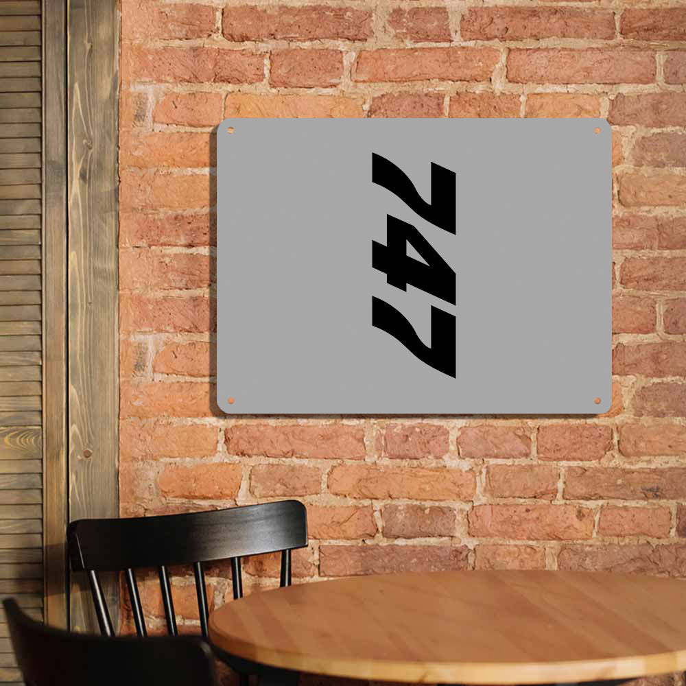 Boeing 747 Text Printed Metal Sign