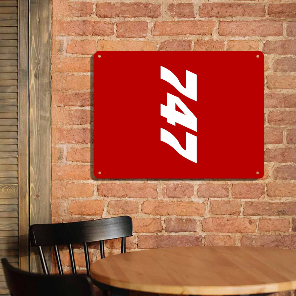 Boeing 747 Text Printed Metal Sign