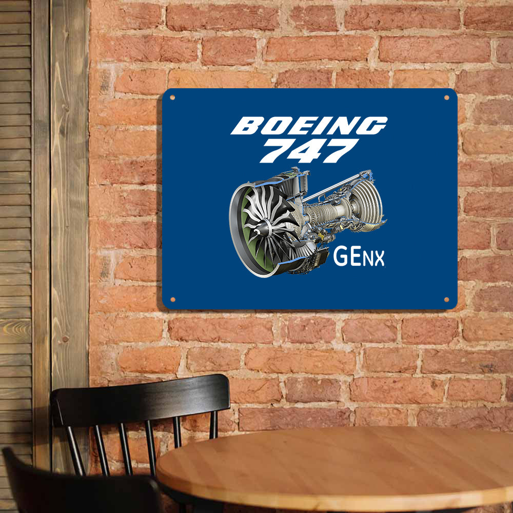 Boeing 747 & GENX Engine Printed Metal Sign
