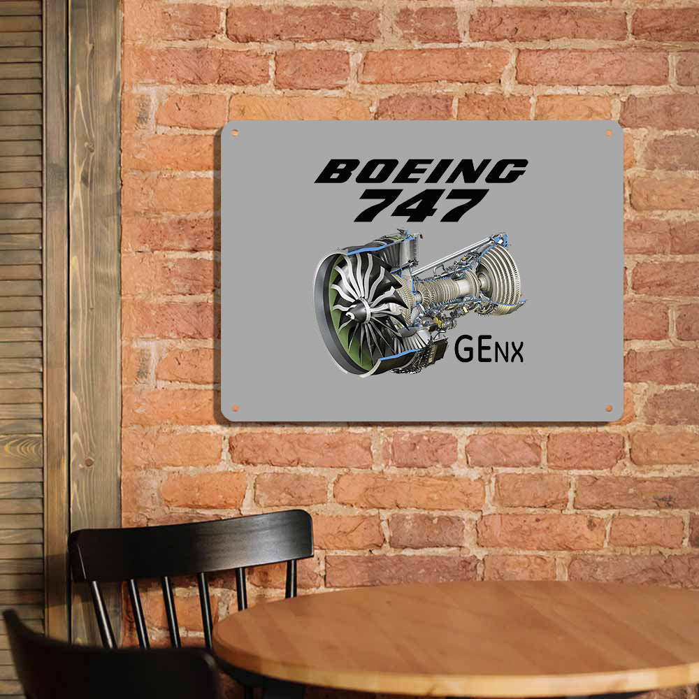Boeing 747 & GENX Engine Printed Metal Sign