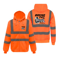 Thumbnail for Boeing 747 & PW4000-94 Engine Designed Reflective Zipped Hoodies