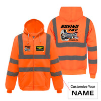 Thumbnail for Boeing 747 & PW4000-94 Engine Designed Reflective Zipped Hoodies