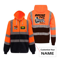 Thumbnail for Boeing 747 & PW4000-94 Engine Designed Reflective Zipped Hoodies