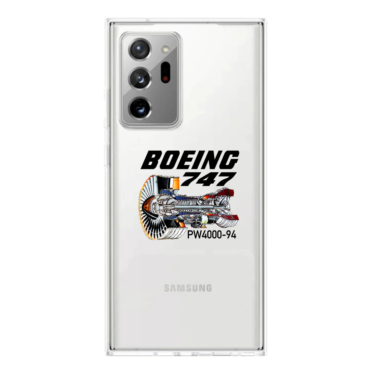 Boeing 747 & PW4000-94 Engine Transparent Silicone Samsung A Cases