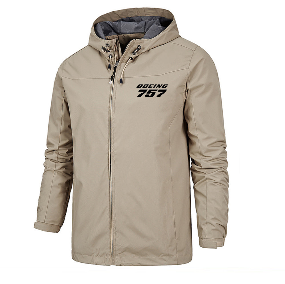 Boeing 757 & Text Designed Rain Jackets & Windbreakers