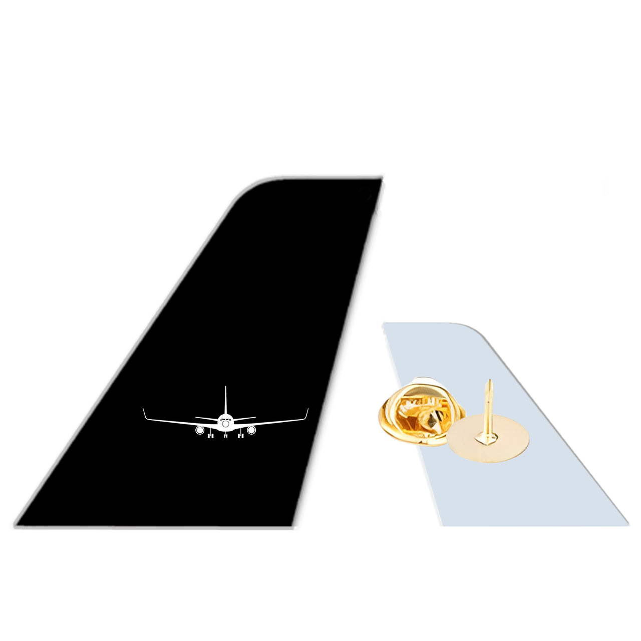 Boeing 767 Silhouette Designed Tail Shape Badges & Pins