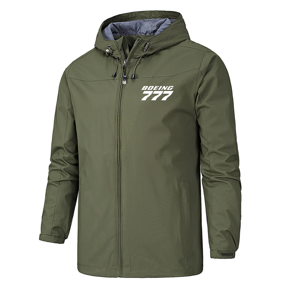 Boeing 777 & Text Designed Rain Jackets & Windbreakers